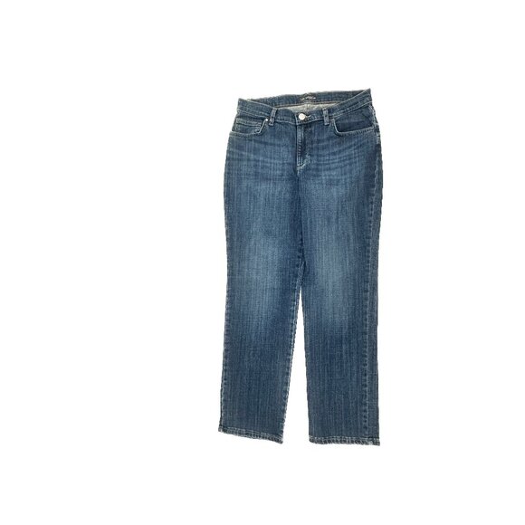 Lee Relaxed Fit Straight Leg Mid Rise Women's size 10 Dark Wash Blue Denim Jeans - Picture 1 of 5